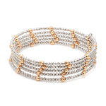 Load image into Gallery viewer, Japanese 5-row Platinum &amp; Rose Gold Bracelet for Women with Diamond Cut Balls JL PTB 1272
