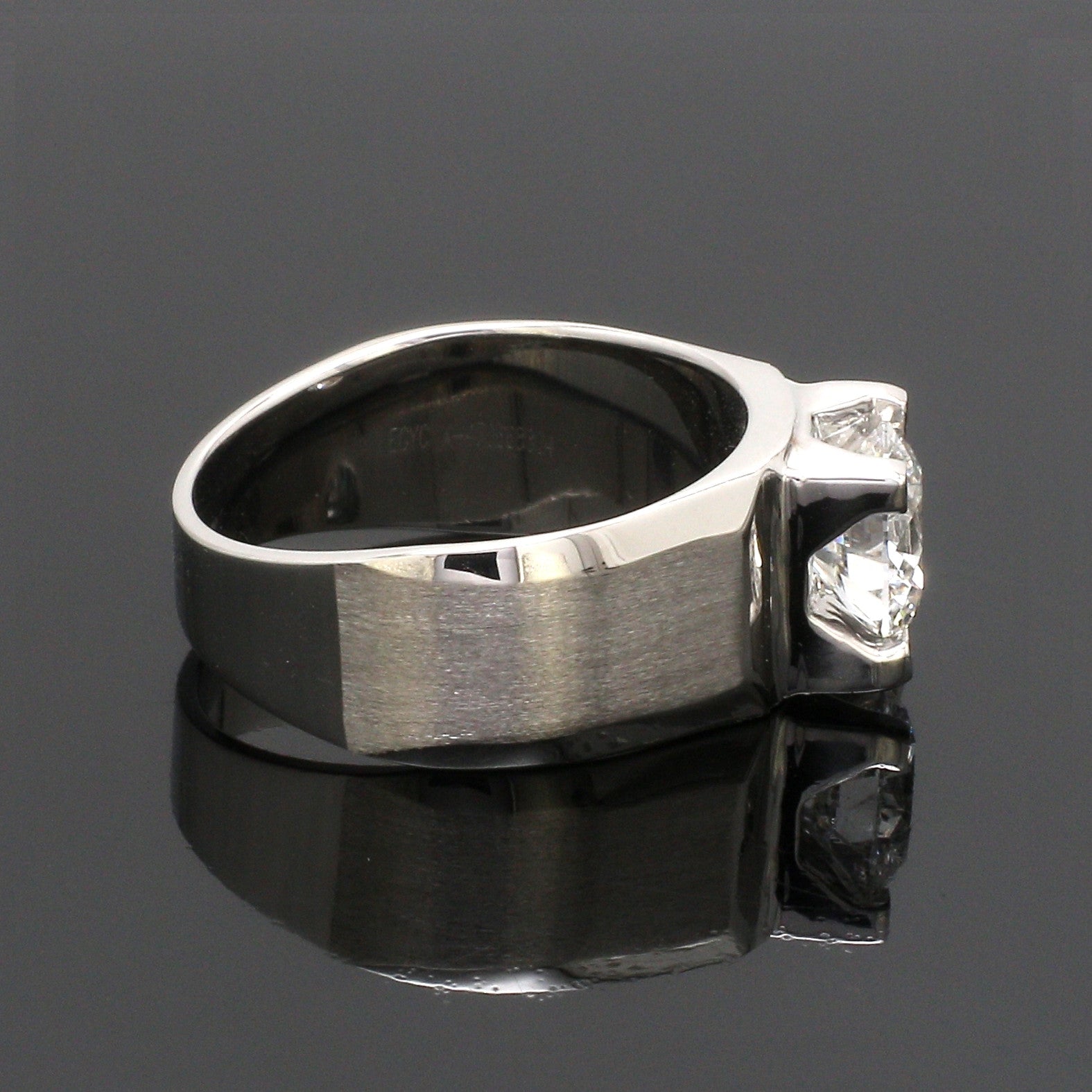 2-Carat Lab Grown Solitaire Heavy Platinum Ring for Men JL PT LG 983-B