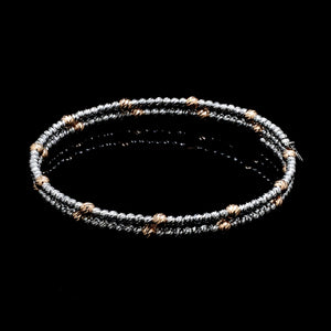Japanese 2-row Platinum & Rose Gold Bracelet for Women with Diamond Cut Balls JL PTB 1260