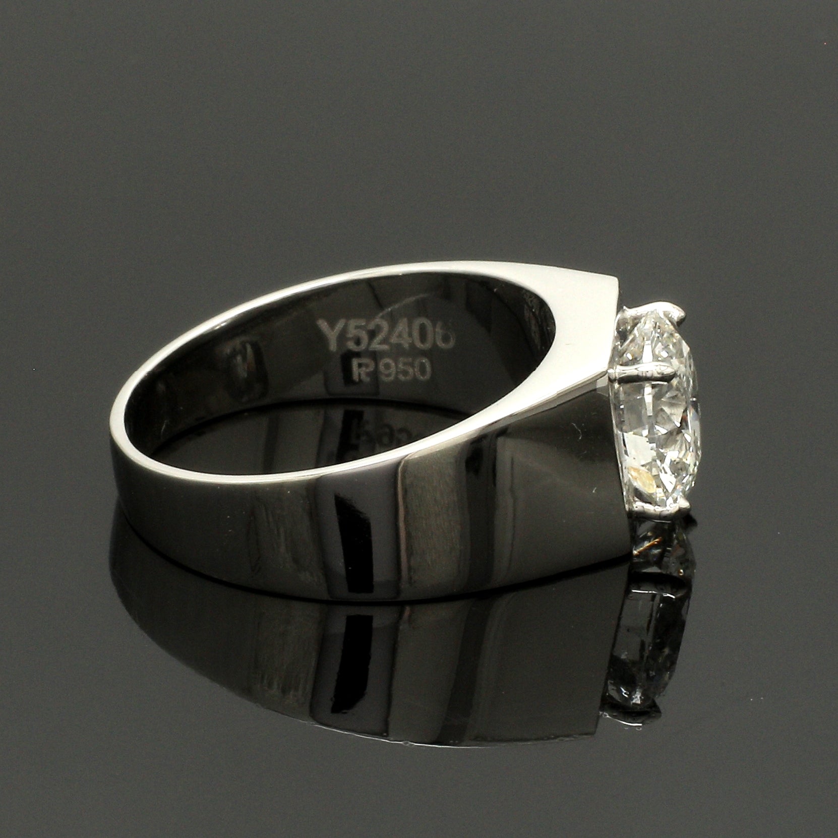 4-Carat Lag Grown Solitaire Platinum Ring for Men JL PT LG 1391