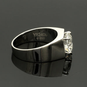 4-Carat Lag Grown Solitaire Platinum Ring for Men JL PT LG 1391