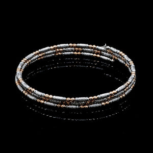 Japanese 3-row Platinum & Rose Gold Bracelet for Women with Diamond Cut Balls JL PTB 1276