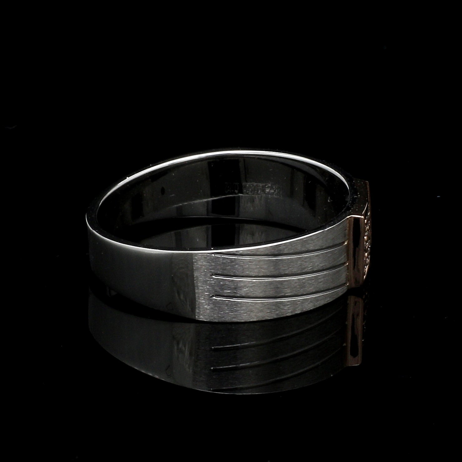 Parallel Paths Platinum Couple Rings with Rose Gold & Diamonds JL PT 966