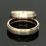 Load image into Gallery viewer, Engraved Platinum Love Bands with Rose Gold You &amp; Me Ring JL PT 1404
