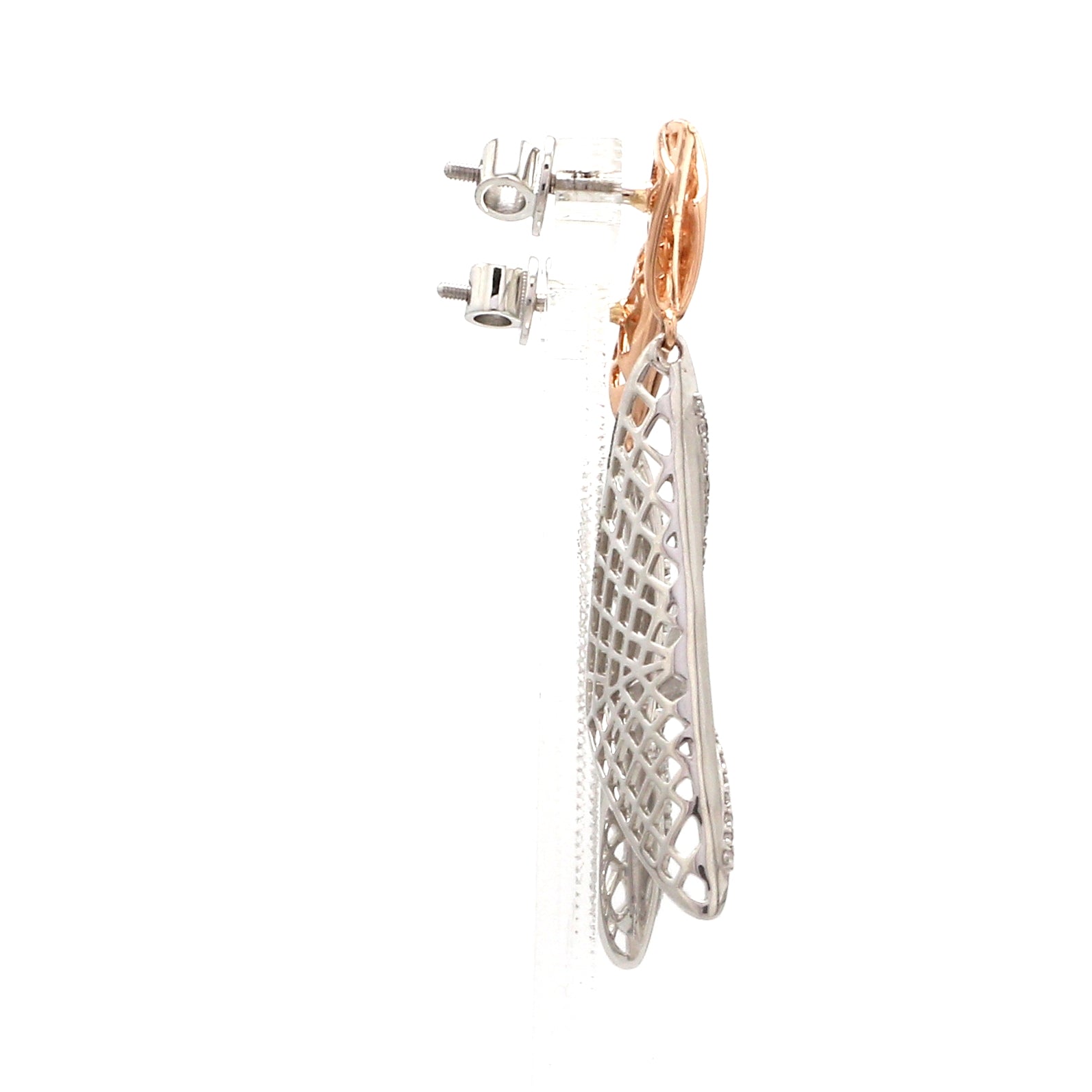 Evara Platinum Rose Gold Diamonds Earrings for Women JL PT E 311   Jewelove.US