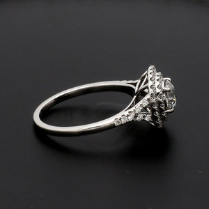 70-Pointer Solitaire Platinum Double Halo Diamond Spilt Shank Ring JL PT 1268