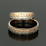 Load image into Gallery viewer, Platinum Love Bands with Rose Gold Unisex Ring JL PT 1407
