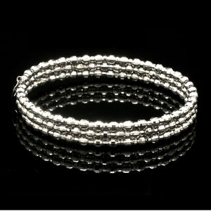 Dazzling Shiny 3-row Japanese Platinum Bracelet for Women with Diamond Cut Balls JL PTB 721