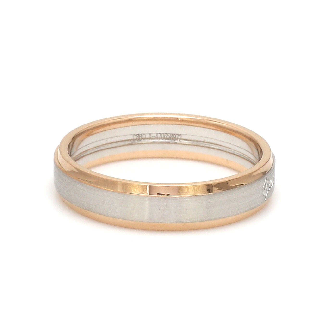 Engraved Platinum Love Bands with Rose Gold You & Me Ring JL PT 1404