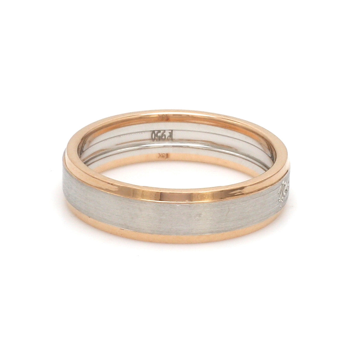 Engraved Platinum Love Bands with Rose Gold You & Me Ring JL PT 1404
