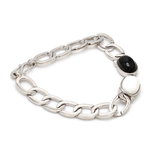 Platinum Bracelet with Black Onyx & Opal stone for Men JL PTB 1290
