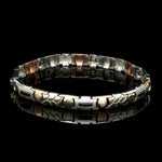 Load image into Gallery viewer, 7mm Platinum &amp; 18K Rose Gold Bracelet with Black Stone for Men JL PTB 1324
