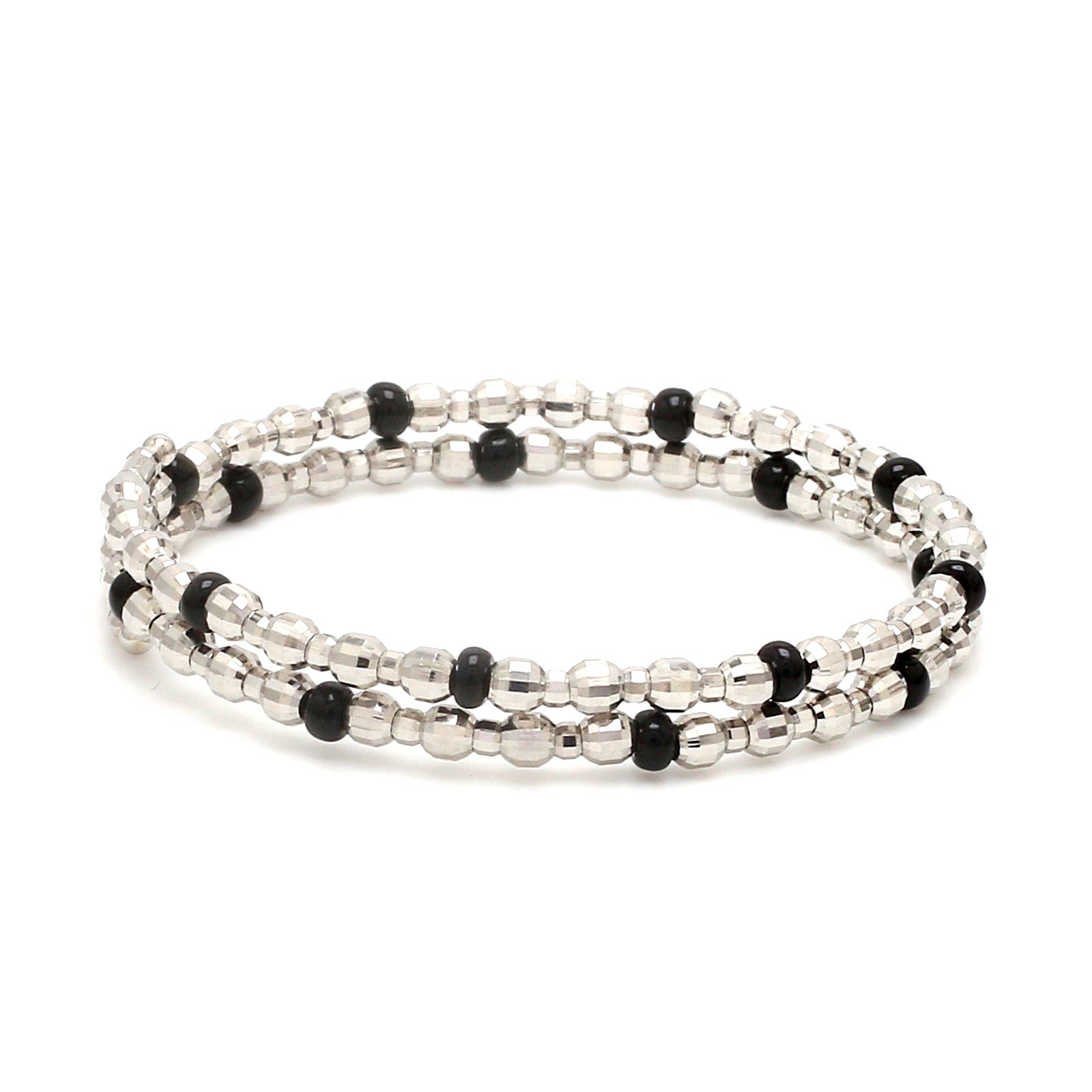 Japanese Platinum with Black Beads Nazariya / Nazariye Bracelet for Kids JL PTB 1228