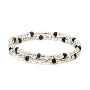 Japanese Platinum with Black Beads Nazariya / Nazariye Bracelet for Kids JL PTB 1228