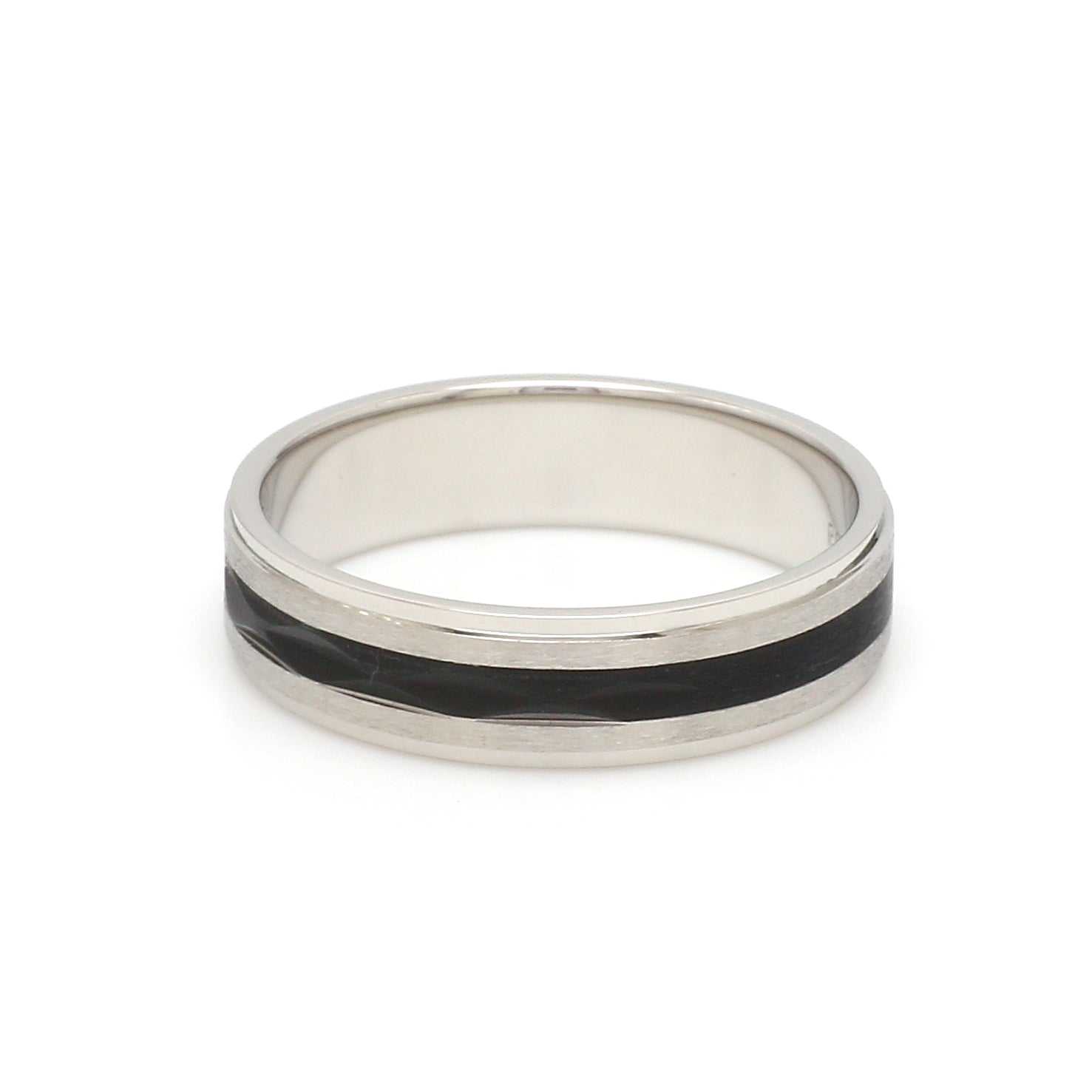 Platinum Couple Unisex Ring with Black Line Ceramic JL PT 1328   Jewelove