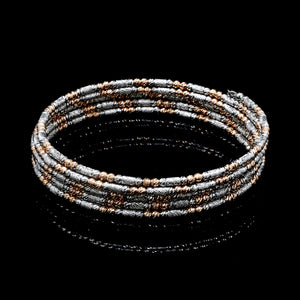 Japanese 5-row Platinum & Rose Gold Bracelet for Women with Diamond Cut Balls JL PTB 1275