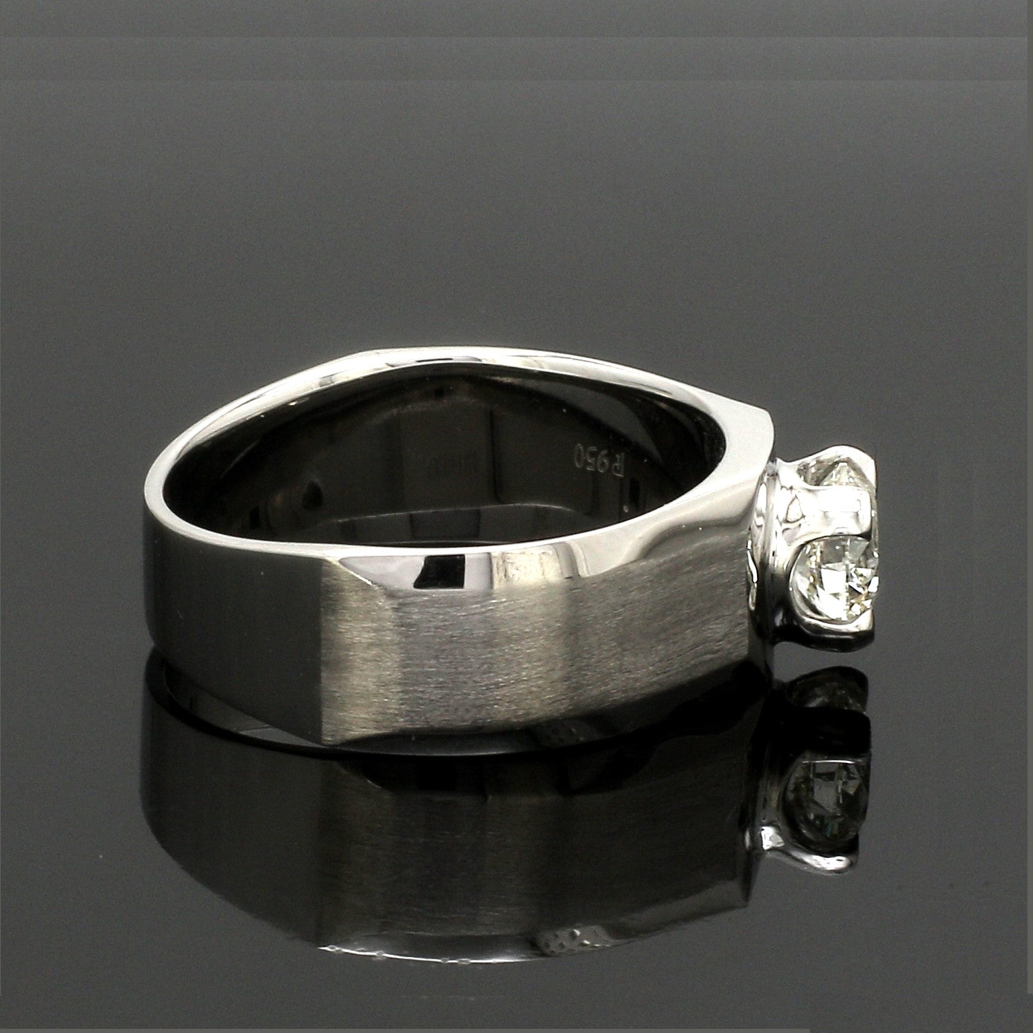 1-Carat Lab Grown Solitaire Heavy Platinum Ring for Men JL PT LG 983-A