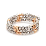 Load image into Gallery viewer, Japanese 3 Row Flexible Platinum Rose Gold Fusion Ring with Diamond Cutting JL PT 1375
