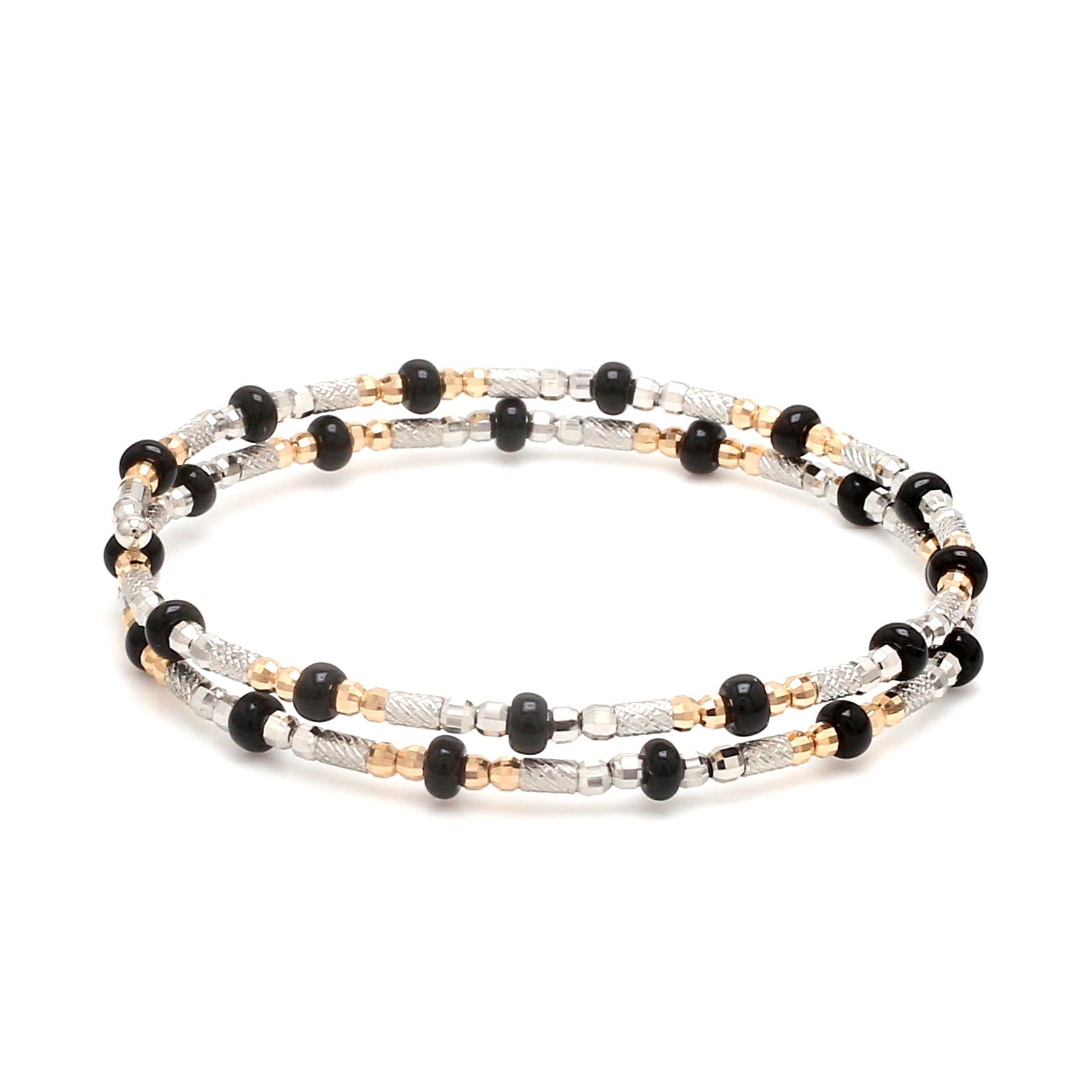 Japanese Platinum Rose Gold with Black Beads Nazariya / Nazariye Bracelet for Kids JL PTB 1230