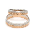 Load image into Gallery viewer, Platinum Love Bands with Rose Gold Unisex Ring JL PT 1407
