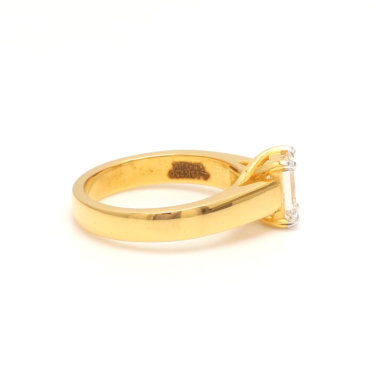 50-Pointer Emerald Cut Solitaire Diamond 18K Yellow Gold Ring JL AU RS EM 127Y-A   Jewelove.US