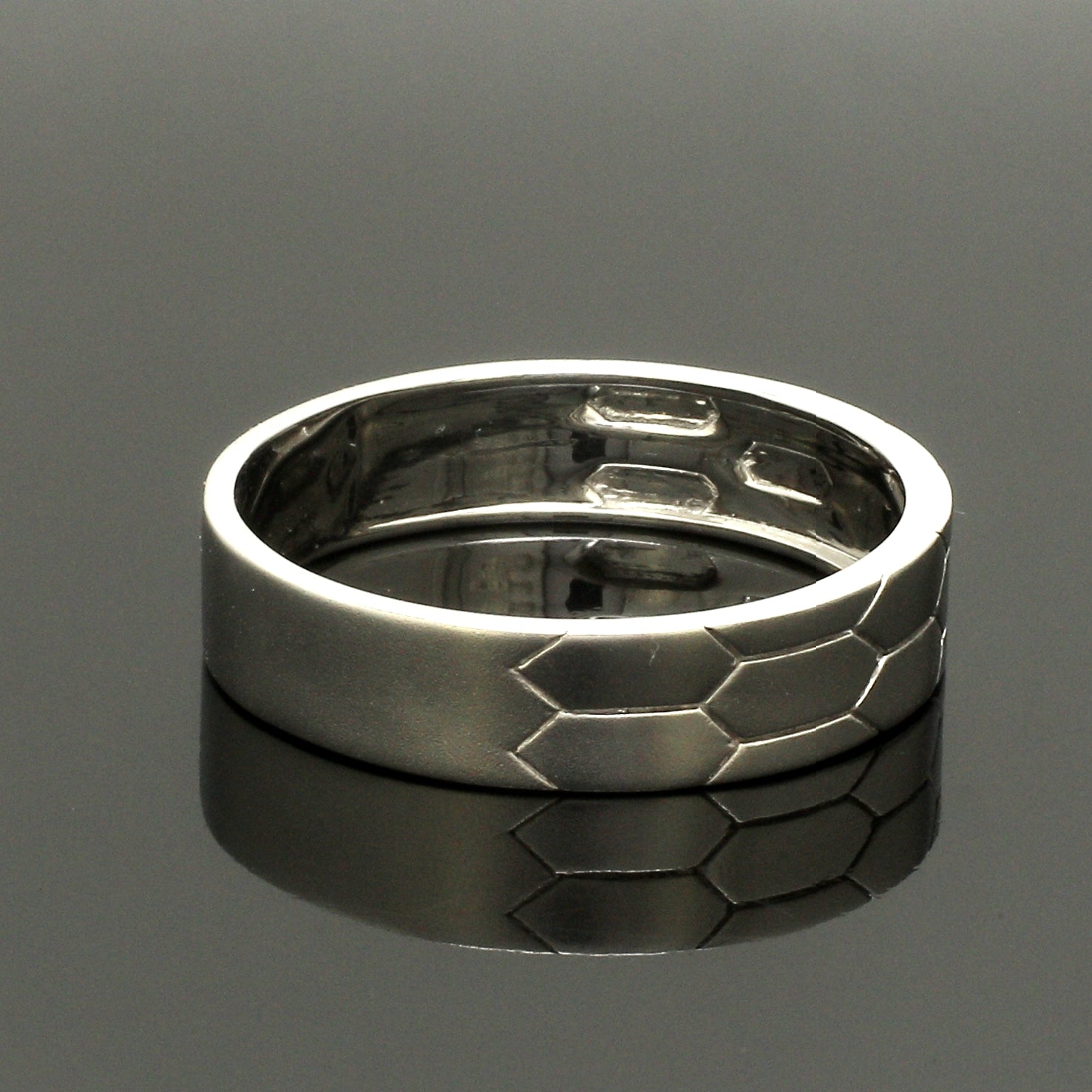 Hexagonal Textured Platinum Love Bands JL PT 422