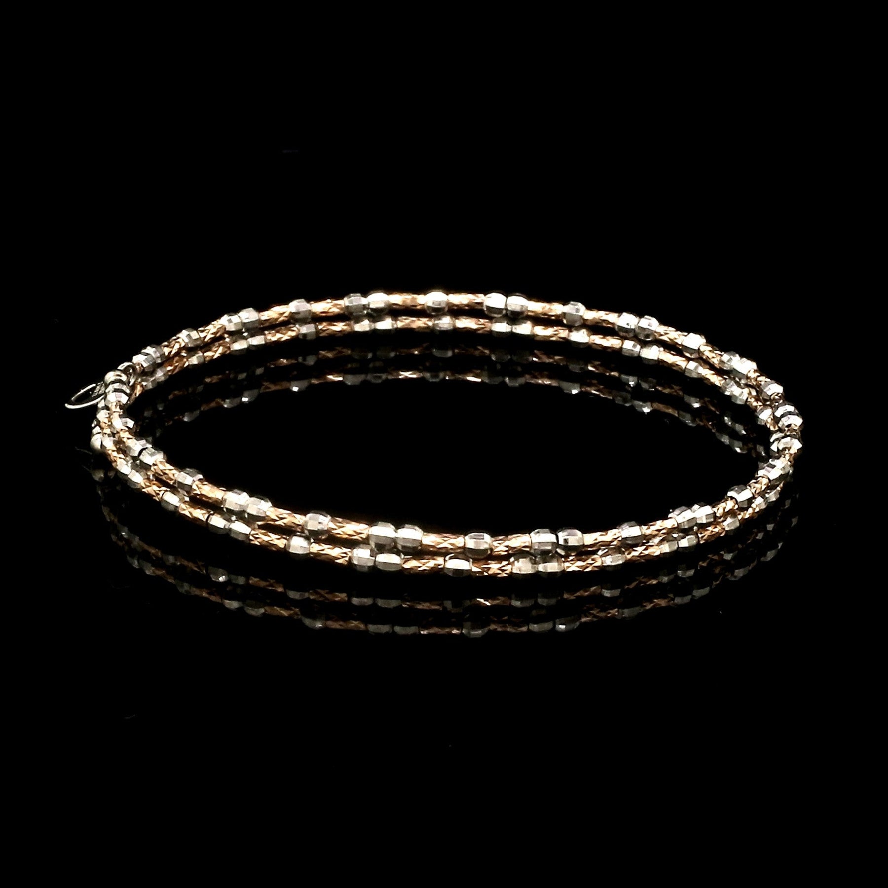 Unique 2-Row Japanese Platinum & Rose Gold Bracelet for Women JL PTB 774