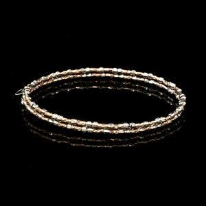 Unique 2-Row Japanese Platinum & Rose Gold Bracelet for Women JL PTB 774