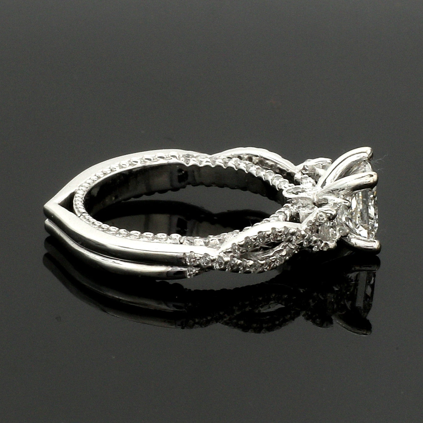1-Carat Princess cut Solitaire Diamond Accents Platinum Ring JL PT 1369