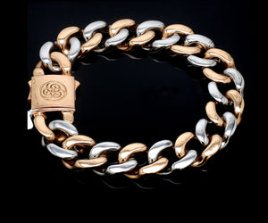 13.5mm Two-tone Platinum & Rose Gold Curb Bracelet for Men JL PTB 1174   Jewelove