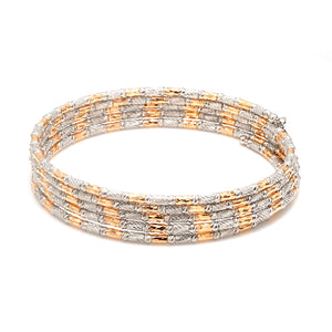 Japanese 5-row Platinum & Rose Gold Bracelet for Women with Diamond Cut Balls JL PTB 1273
