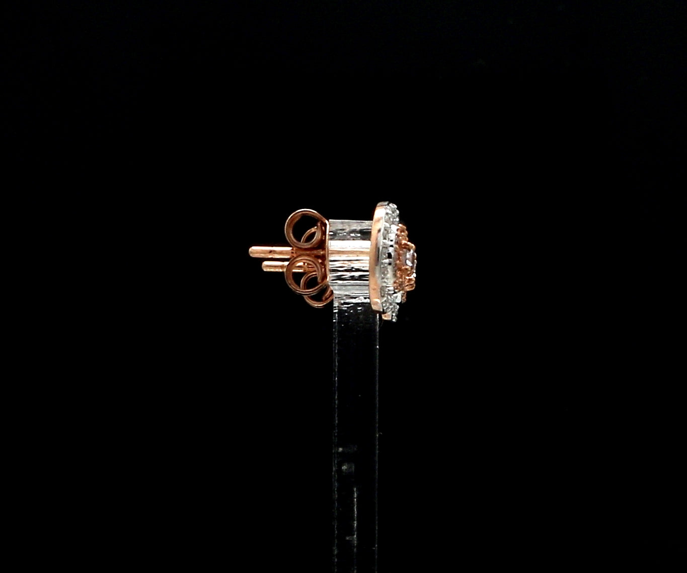18K Rose Gold Cushion Earrings with Pink Cushion Cut & White Round Diamond JL AU PD 104