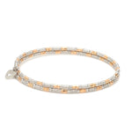 Load image into Gallery viewer, Japanese 2-row Platinum &amp; Rose Gold Bracelet for Women with Diamond Cut Balls JL PTB 1227
