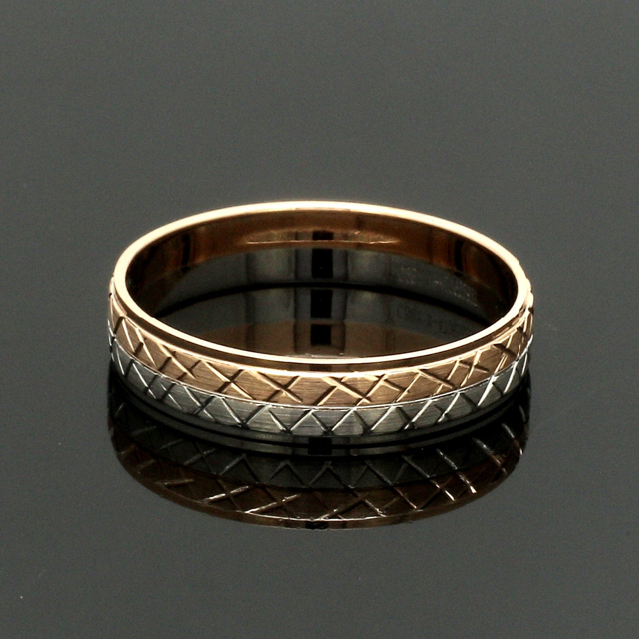 Platinum Love Bands with Rose Gold Unisex Ring JL PT 1407