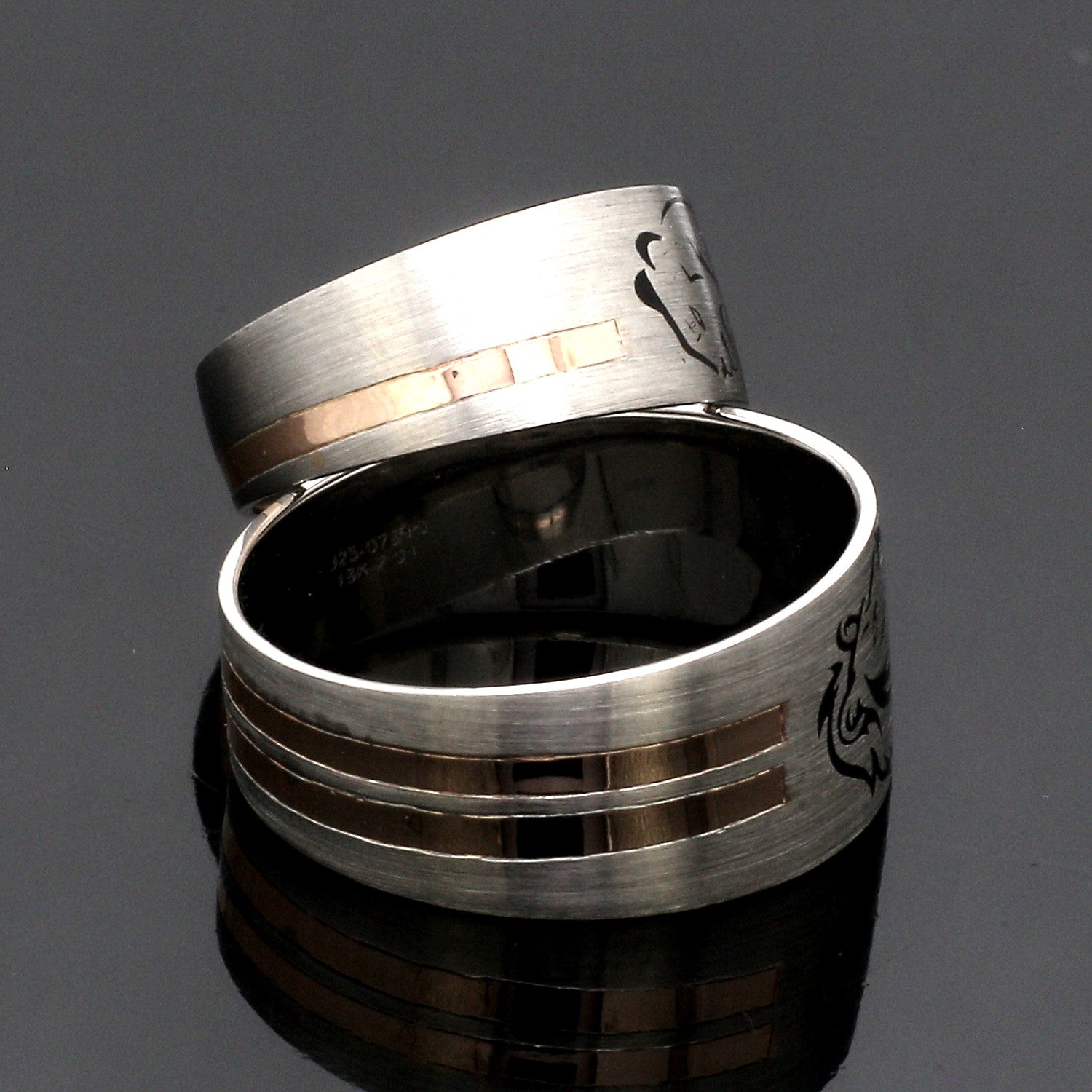 Platinum Love Bands with Rose Gold Ring JL PT 1413