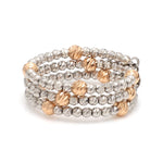 Load image into Gallery viewer, Japanese 3 Row Flexible Platinum Rose Gold Fusion Ring with Diamond Cutting JL PT 1377
