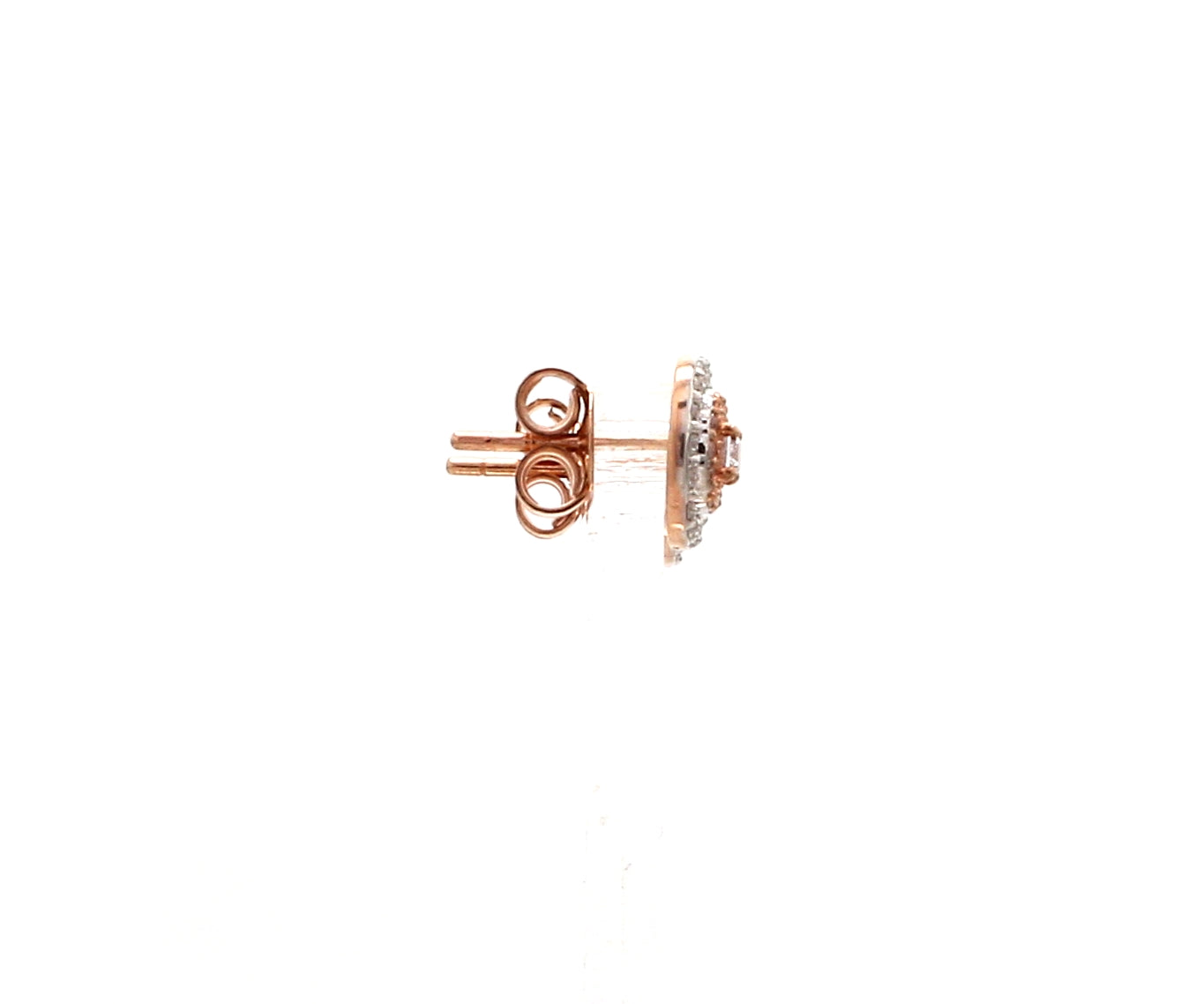 18K Rose Gold Cushion Earrings with Pink Cushion Cut & White Round Diamond JL AU PD 104