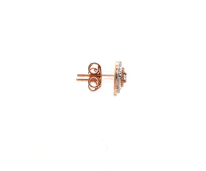 18K Rose Gold Cushion Earrings with Pink Cushion Cut & White Round Diamond JL AU PD 104