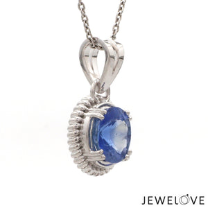 Designer Platinum Pendant with Blue Sapphire JL PT P 321   Jewelove.US