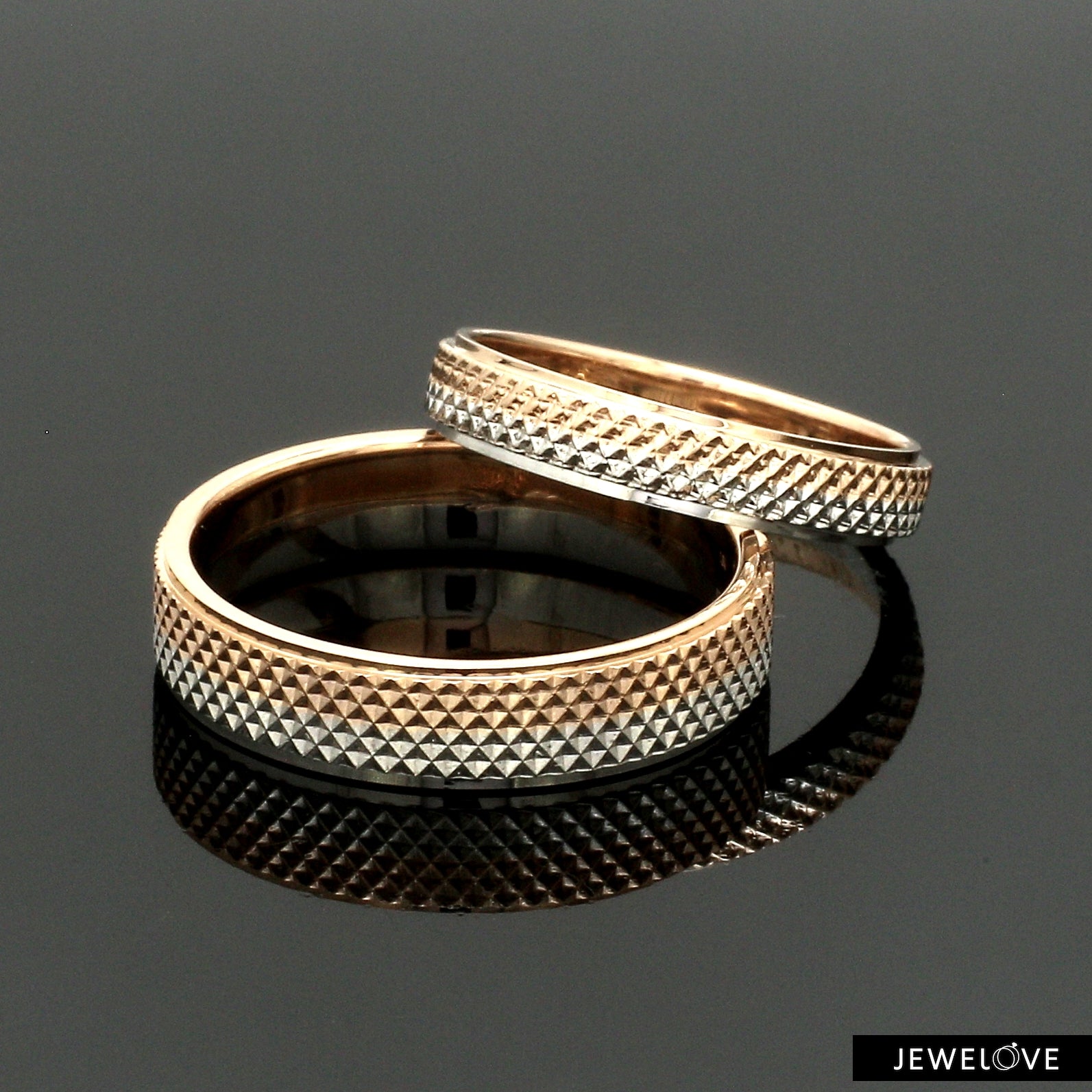 Platinum Love Bands with Rose Gold Ring JL PT 1406