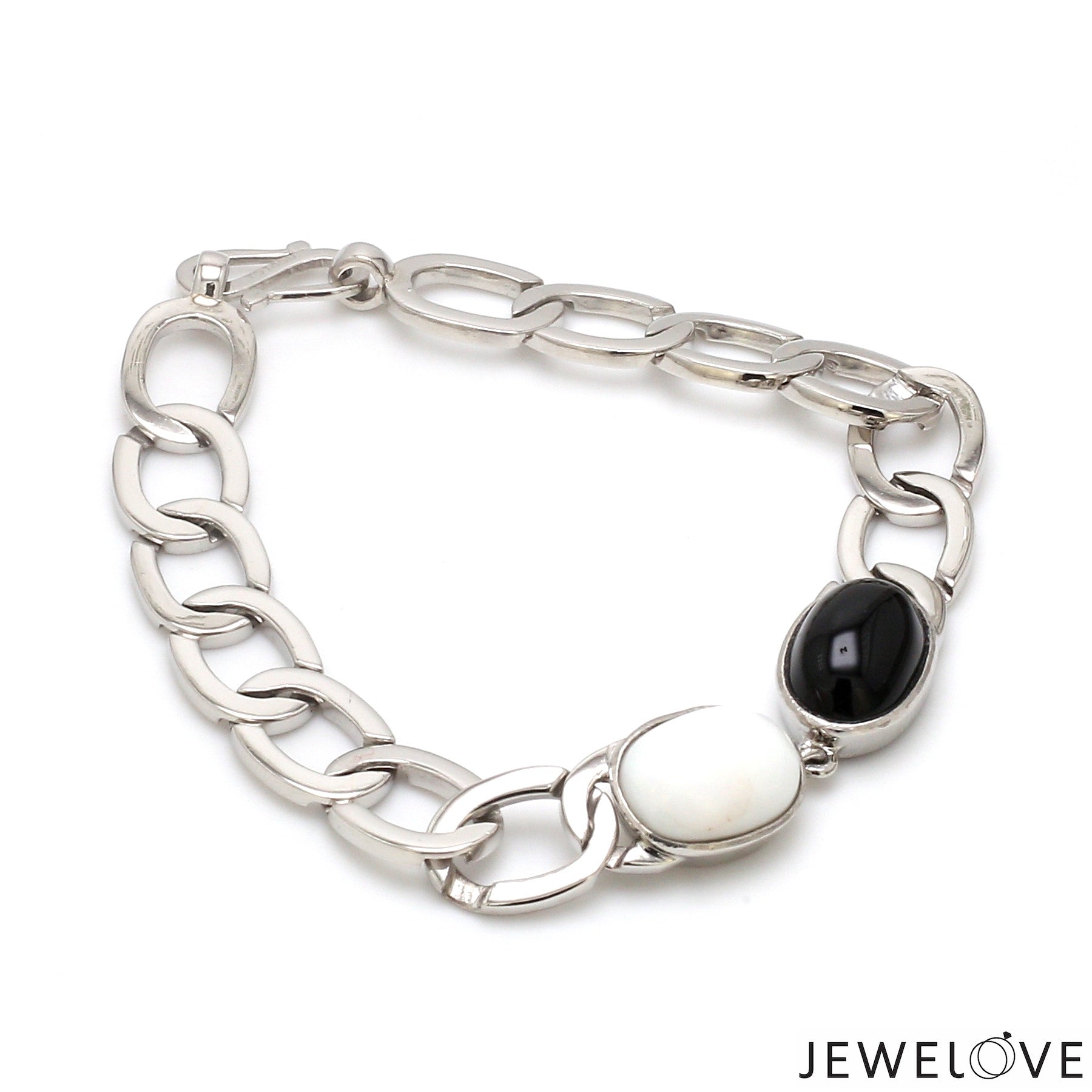 Platinum Bracelet with Black Onyx & Opal stone for Men JL PTB 1290