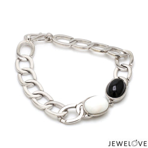 Platinum Bracelet with Black Onyx & Opal stone for Men JL PTB 1290