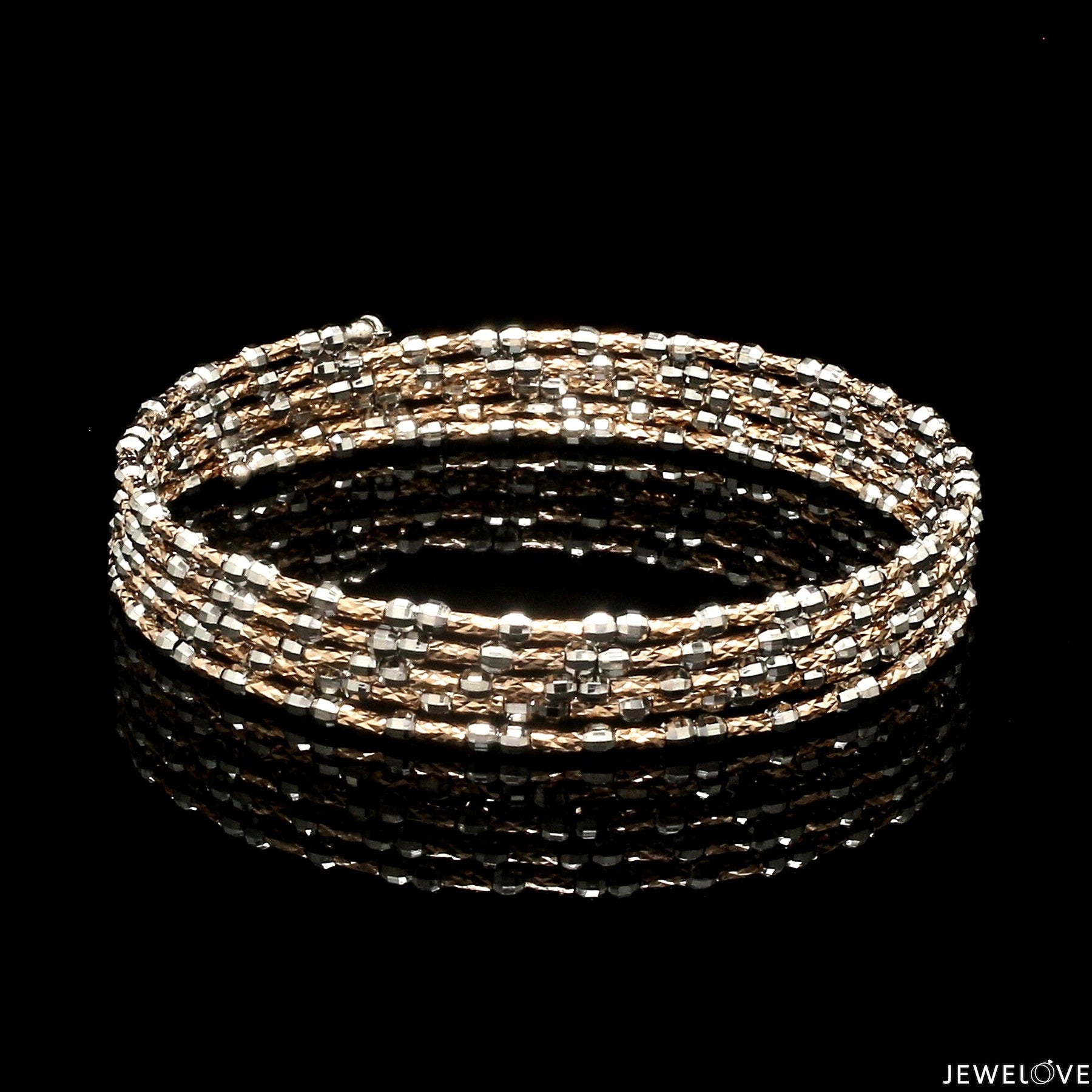 Unique 5-Row Japanese Platinum & Rose Gold Bracelet for Women JL PTB 775