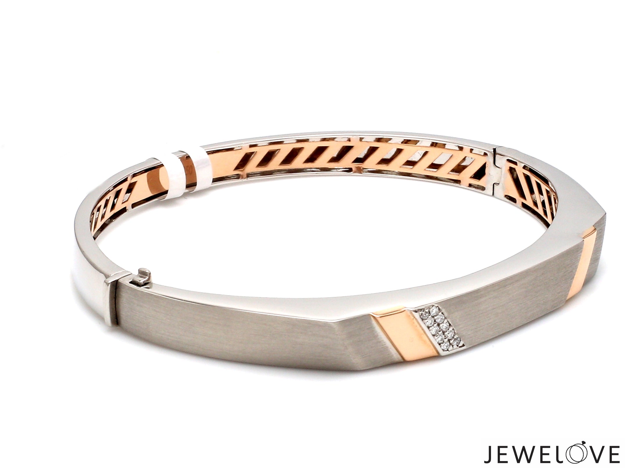 Platinum Rose Gold Diamond Bracelet with Matte Finish for Men JL PTB 1180   Jewelove.US