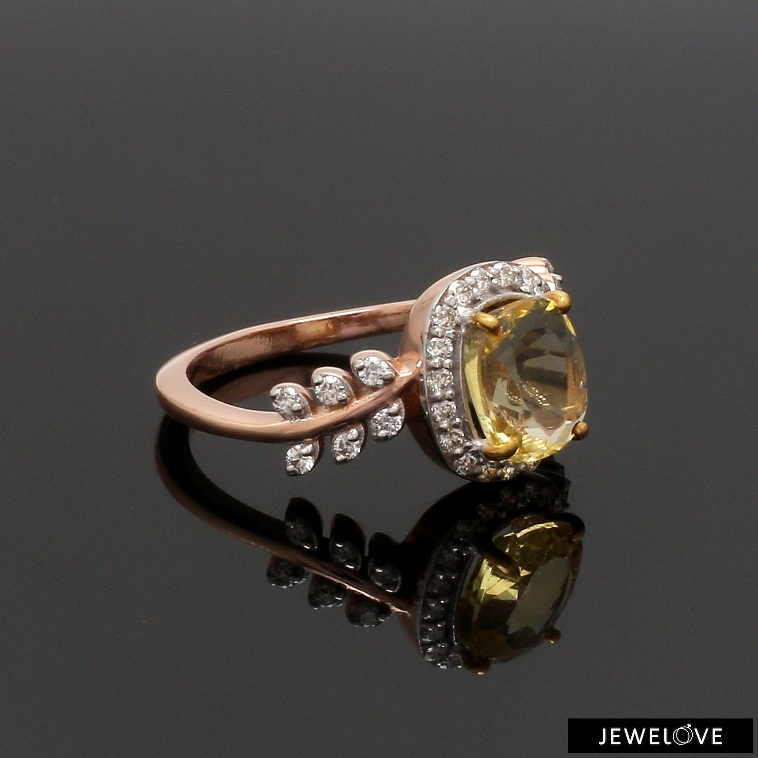 1.75cts. Yellow Sapphire 18K Rose Gold Diamond Ring for Women JL AU 1356R   Jewelove