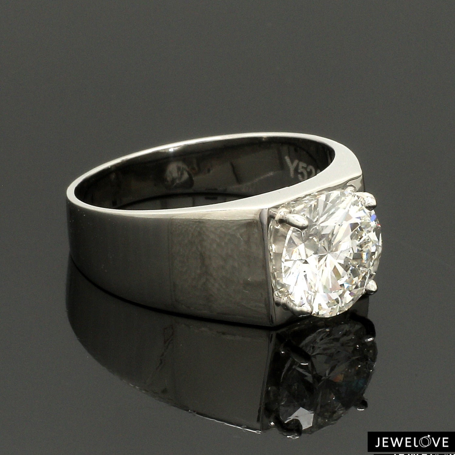 4-Carat Lag Grown Solitaire Platinum Ring for Men JL PT LG 1391