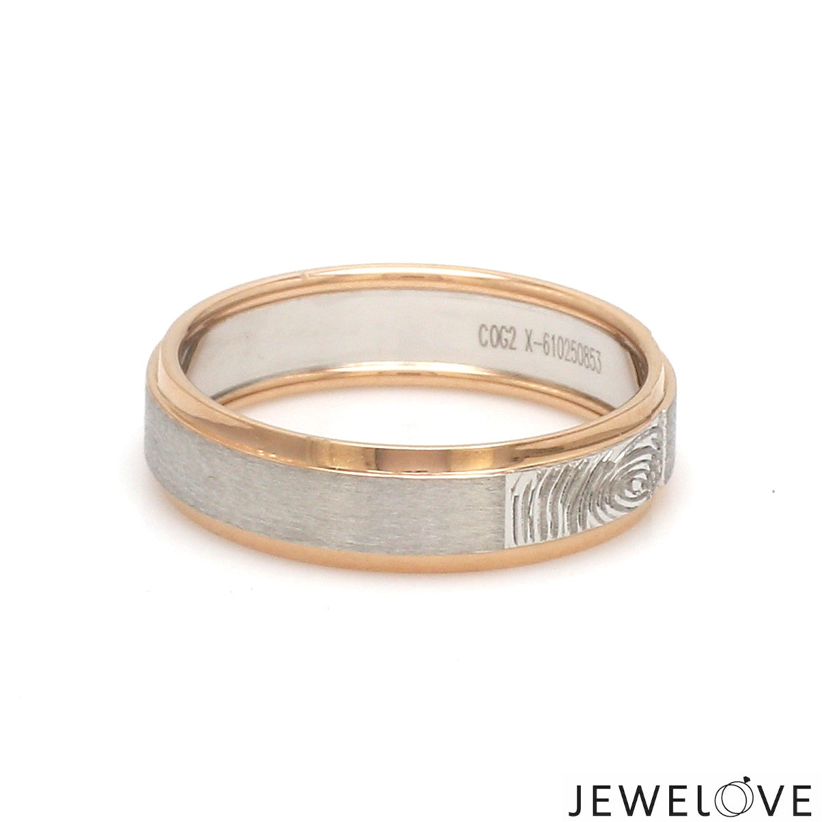 Platinum Love Bands with Rose Gold Ring JL PT 1408