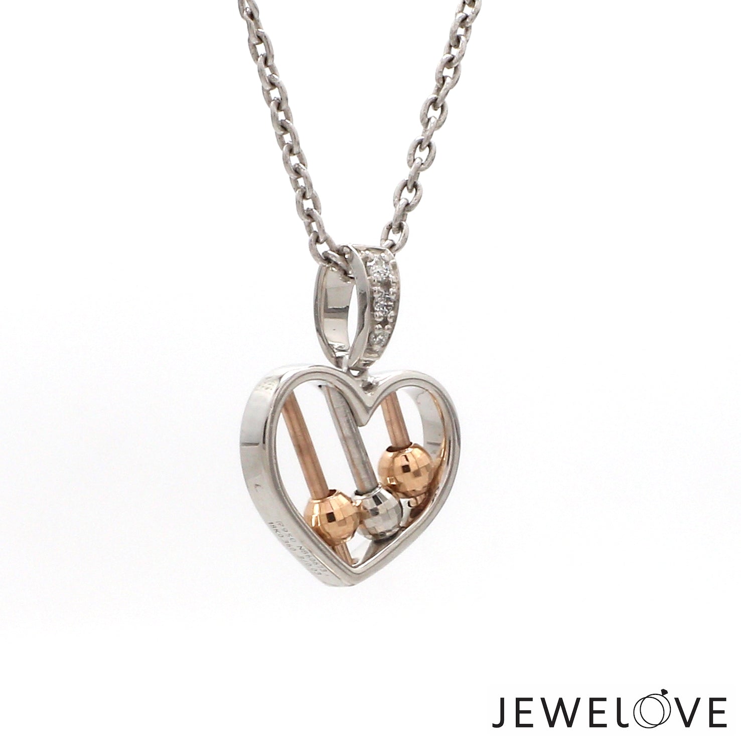 Evara Platinum & Rose Gold Diamonds Heart Pendant JL PT P 322   Jewelove.US