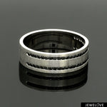 Load image into Gallery viewer, Platinum Black Diamond Double Line Ring for Men JL PT 1400
