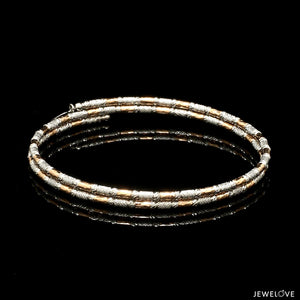 Japanese 2-row Platinum & Rose Gold Bracelet for Women with Diamond Cut Balls JL PTB 1227